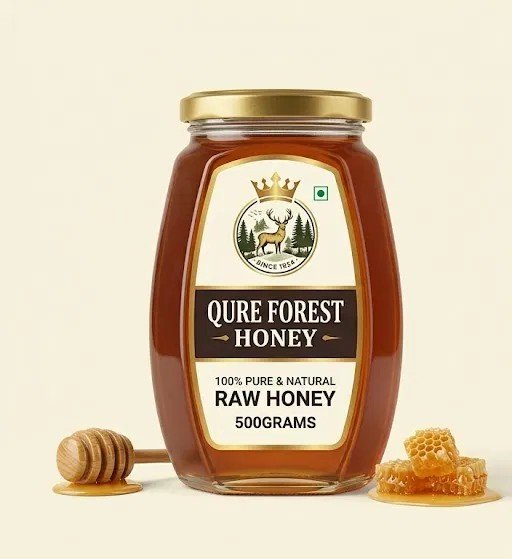 Qure Forest Honey, 500g jar, 100% pure raw honey